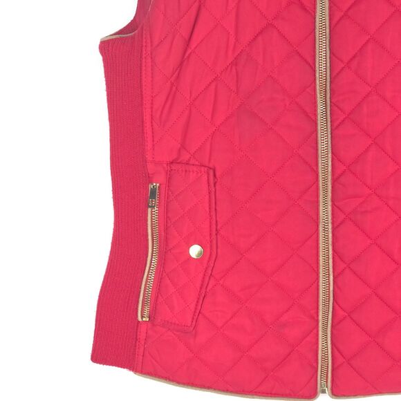 C’ESTTOI Quilted Puffer Vest Women's Medium Red Diamond Stitch Zip Riding Style - Picture 4 of 16